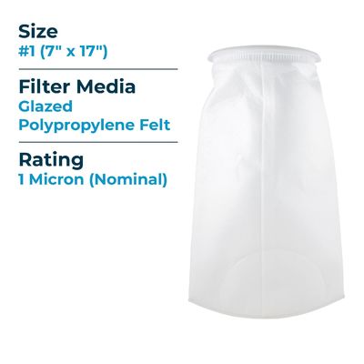 1kg PP Liquid Filter Bag 25 Micron Polypropylene Felt Polypropylene Ring for Industrial